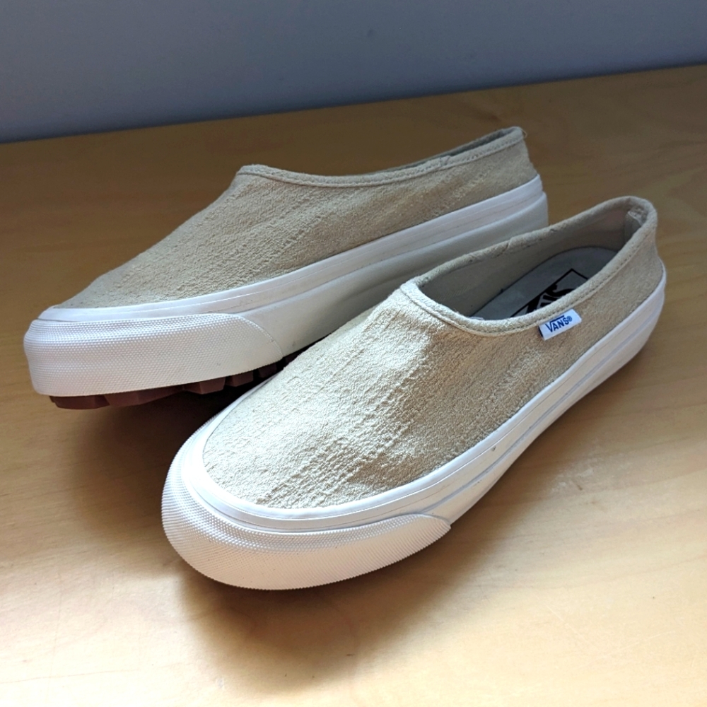 Vans Beige Canvas Slip-On Mules